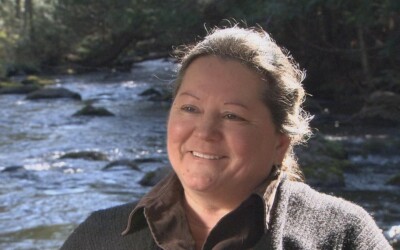 woman by river