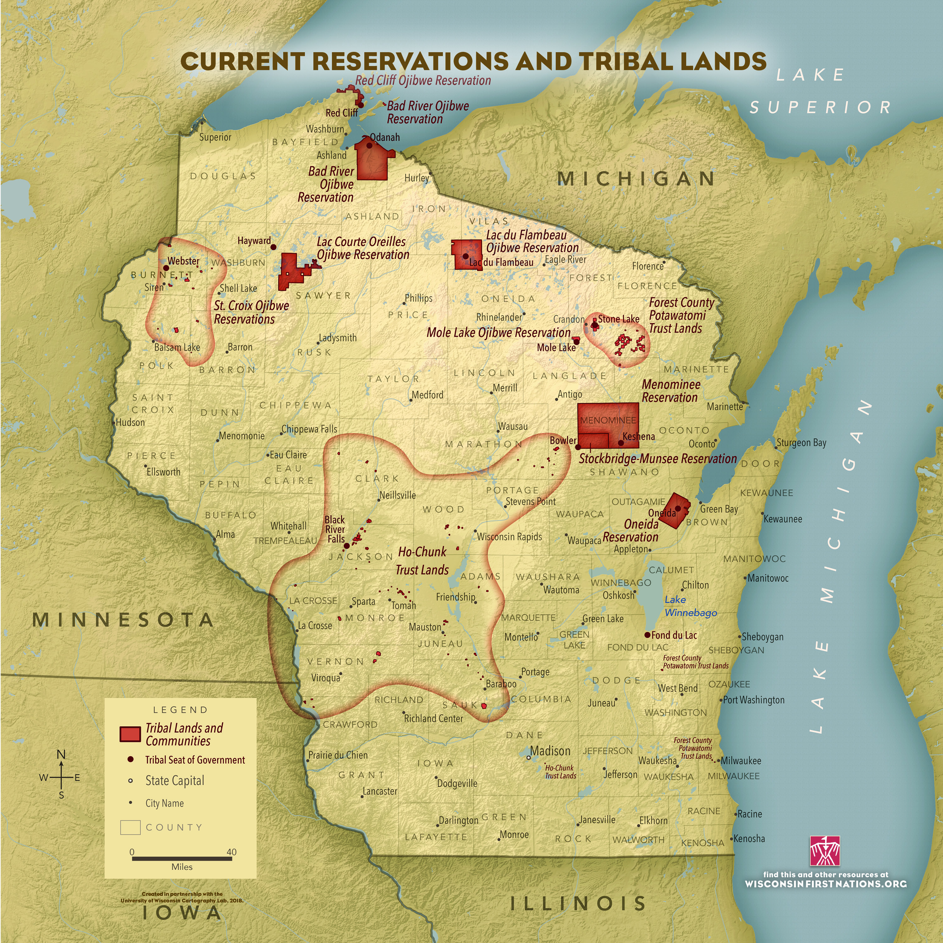 Current Tribal Lands Map And Native Nations Facts Wisconsin